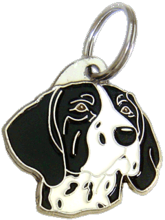 Braco alemão de pelo curto preto e branco <br> (placa de identificação para cães, Gravado incluído)
